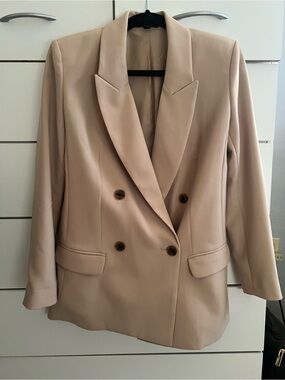 Express Double-Breasted Taupe Blazer Jacket